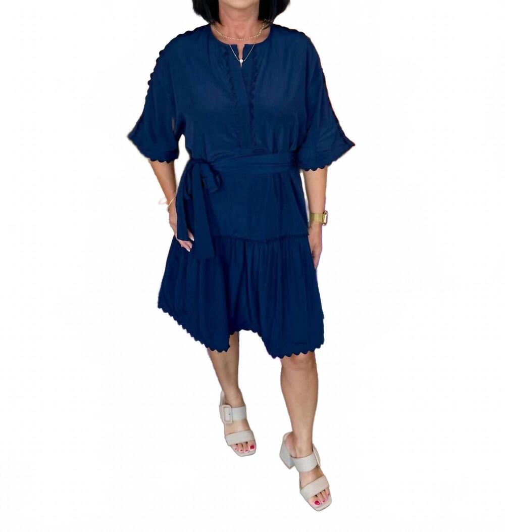 NEW JOY JOY ric rac trim dress in navy